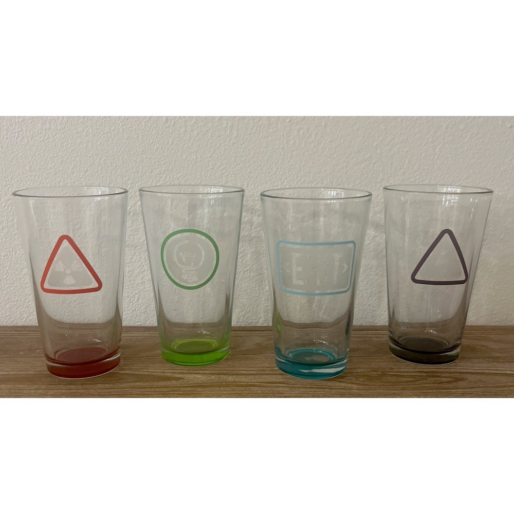 Set of 4‎ Vintage Libbey Pint Glasses Bar Neon Signage Glow In Dark 16oz Rare!